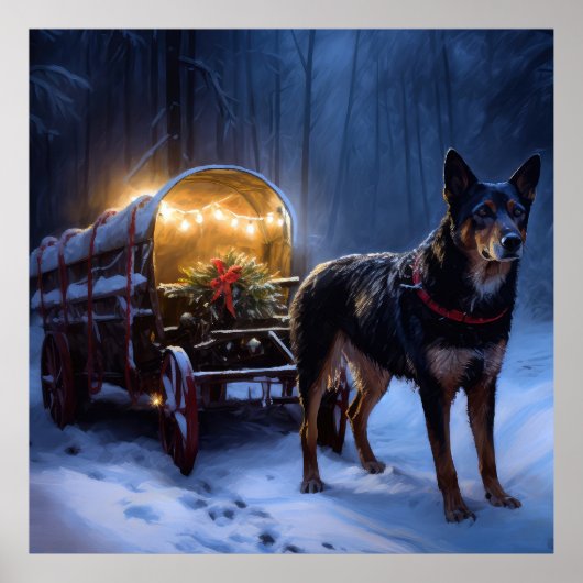 Australische Kelpie Sneeuw Slede Kerst Decoratie (Voorkant)