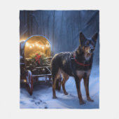 Australische Kelpie Sneeuw Slede Kerst Decoratie Fleece Deken (Voorkant)