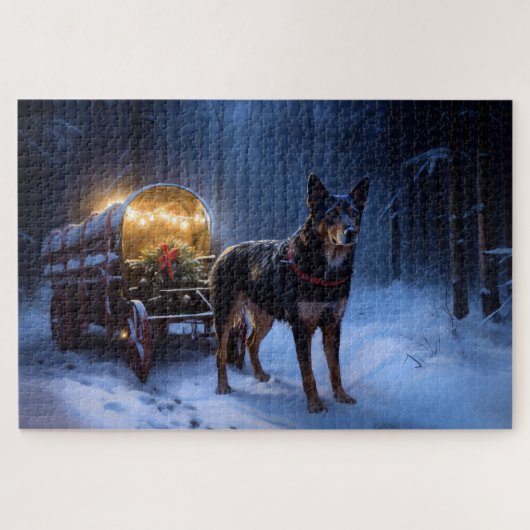 Australische Kelpie Sneeuw slee Christmas decorati Legpuzzel (Horizontaal)