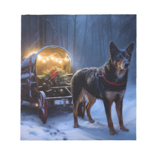 Australische Kelpie Sneeuw slee Christmas decorati Notitieblok