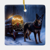 Australische Kelpie Sneeuwslee Christmas Decoratie (Voorkant)