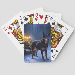 Australische Kelpie Sneeuwslee Christmas Decoratie Pokerkaarten