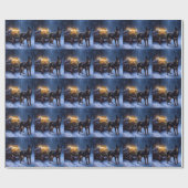 Australische Kelpie Sneeuwslee Kerst Decoratie Cadeaupapier (Vlak)