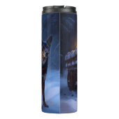 Australische Kelpie Sneeuwslee Kerst Decoratie Thermosbeker (Achterkant)