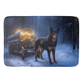 Australische Kelpie Snowy Sleigh Kerst Decor Badmat (Voorkant)