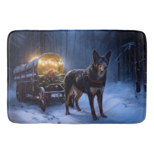 Australische Kelpie Snowy Sleigh Kerst Decor Badmat