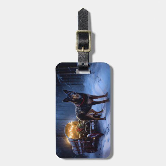 Australische Kelpie Snowy Sleigh Kerst Decor Bagagelabel (Voorkant verticaal)