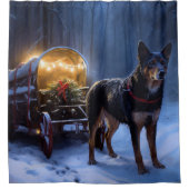 Australische Kelpie Snowy Sleigh Kerst Decor Douchegordijn (Voorkant)