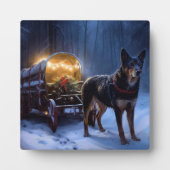 Australische Kelpie Snowy Sleigh Kerst Decor Fotoplaat (Voorkant)