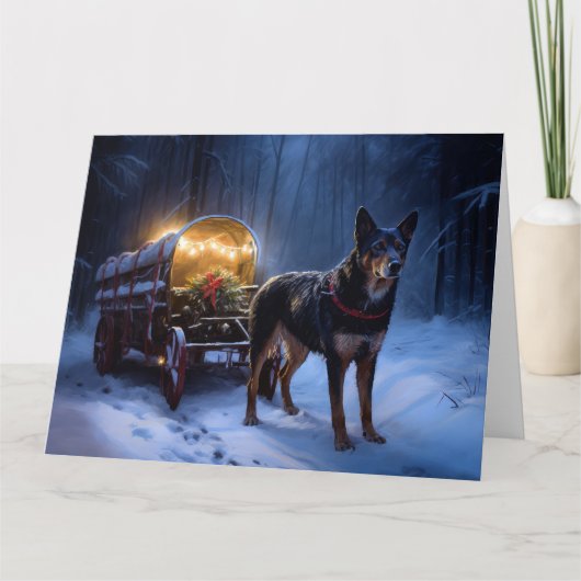 Australische Kelpie Snowy Sleigh Kerst Decor Kaart (Voorkant)