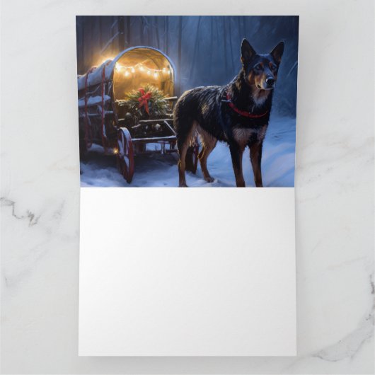 Australische Kelpie Snowy Sleigh Kerst Decor Kaart (Binnen)