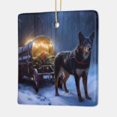 Australische Kelpie Snowy Sleigh Kerst Decor Keramisch Ornament (Links)