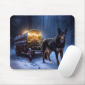 Australische Kelpie Snowy Sleigh Kerst Decor Muismat (Met muis)