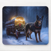 Australische Kelpie Snowy Sleigh Kerst Decor Muismat (Voorkant)