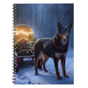 Australische Kelpie Snowy Sleigh Kerst Decor Notitieboek