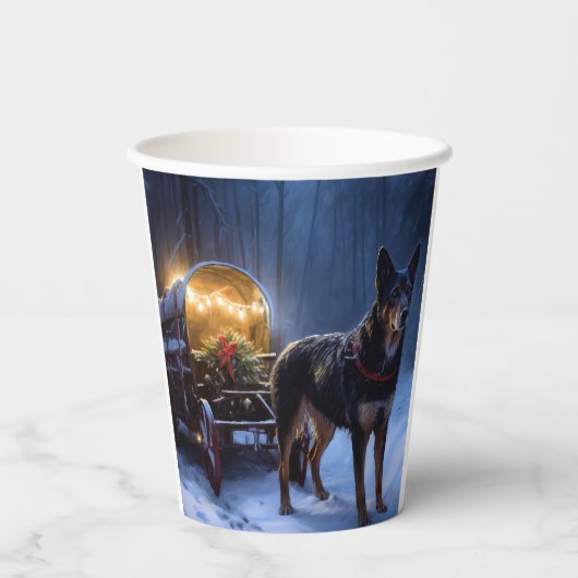 Australische Kelpie Snowy Sleigh Kerst Decor Papieren Bekers (Achterkant)