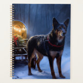 Australische Kelpie Snowy Sleigh Kerst Decor Planner (Voorkant)