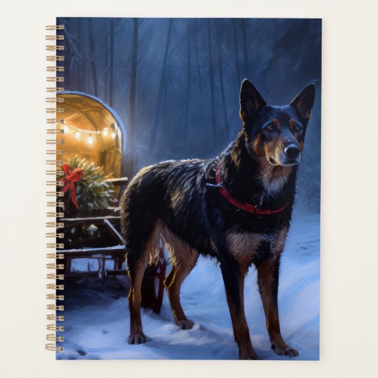 Australische Kelpie Snowy Sleigh Kerst Decor Planner (Voorkant)