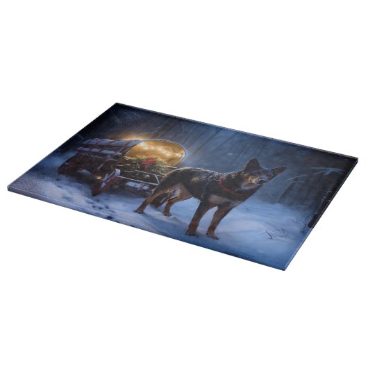 Australische Kelpie Snowy Sleigh Kerst Decor Snijplank (Hoek)