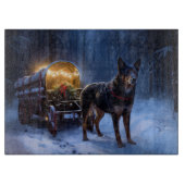 Australische Kelpie Snowy Sleigh Kerst Decor Snijplank (Voorkant)