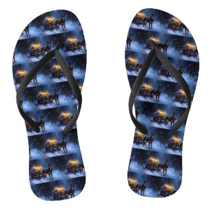 Australische Kelpie Snowy Sleigh Kerst Decor Teenslippers