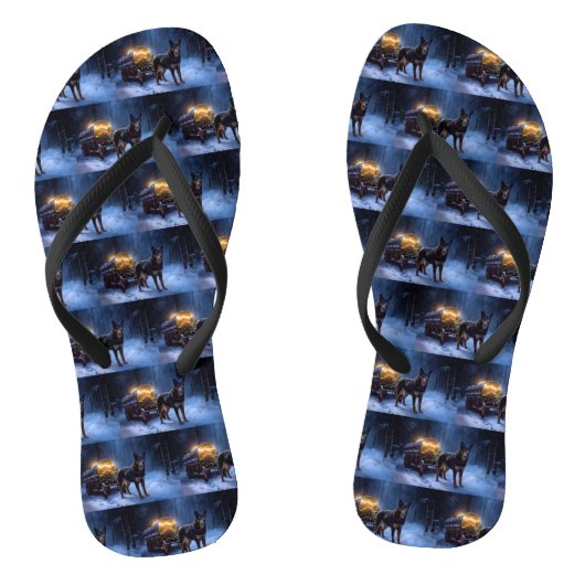 Australische Kelpie Snowy Sleigh Kerst Decor Teenslippers (Voetbed)