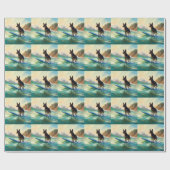 Australische Kelpie-strand surfen schilderij Cadeaupapier (Vlak)