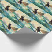 Australische Kelpie-strand surfen schilderij Cadeaupapier (Hoek)