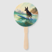 Australische Kelpie-strand surfen schilderij Handwaaier (Voorkant)