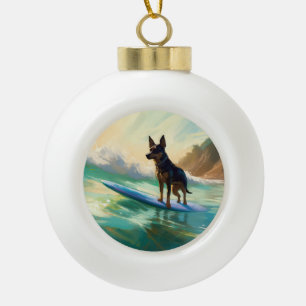Australische Kelpie-strand surfen Schilderij Keramische Bal Ornament