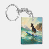 Australische Kelpie-strand surfen schilderij Sleutelhanger (Voorkant Links)