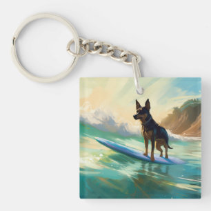 Australische Kelpie-strand surfen schilderij Sleutelhanger