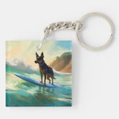 Australische Kelpie-strand surfen schilderij Sleutelhanger (Achterkant)