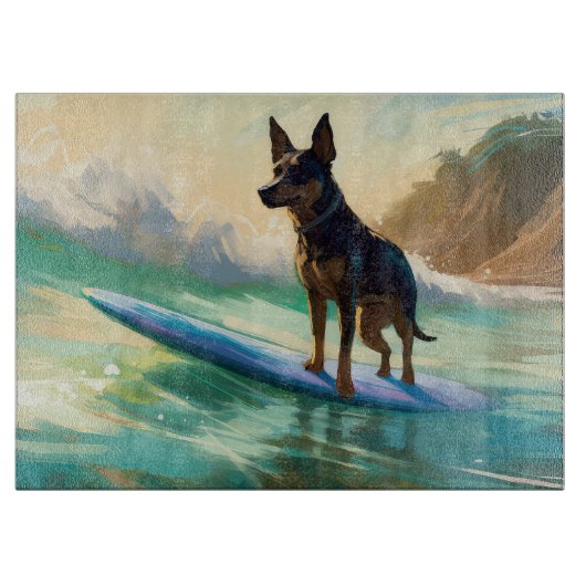 Australische Kelpie-strand surfen Schilderij Snijplank (Voorkant)