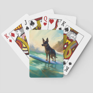 Australische Kelpie-strand surfsessie schilderij Pokerkaarten