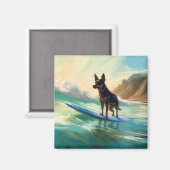 Australische Kelpie-strandsurfschildering Magneet (Voorkant / Achterkant)