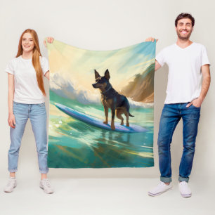 Australische Kelpie-strandsurfschildersschilderij Fleece Deken
