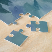 Australische Kelpie surft op strand scene Legpuzzel (Zijkant)