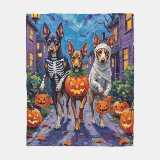 Australische Kelpie Trick-or-Treating Halloween Fleece Deken (Voorkant)