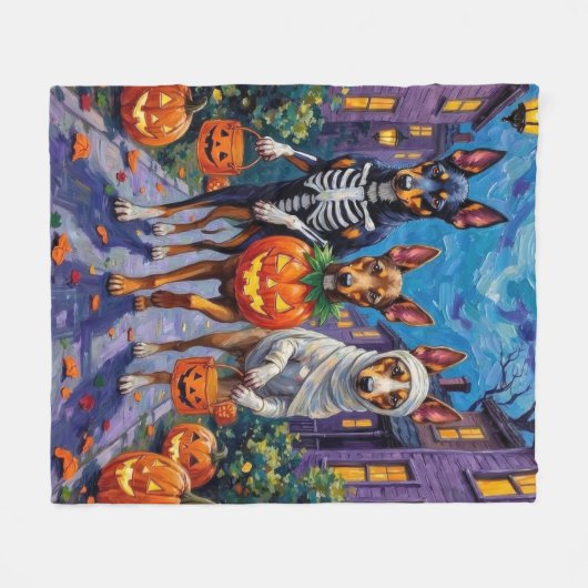 Australische Kelpie Trick-or-Treating Halloween Fleece Deken (Voorkant (Horizontaal))