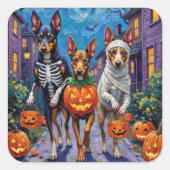 Australische Kelpie Trick-or-Treating Halloween Vierkante Sticker (Voorkant)