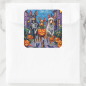 Australische Kelpie Trick-or-Treating Halloween Vierkante Sticker (Tas)