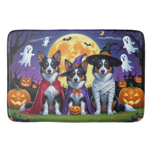 Australische Kelpies Honden Pompoen Halloween Grap Badmat (Voorkant)