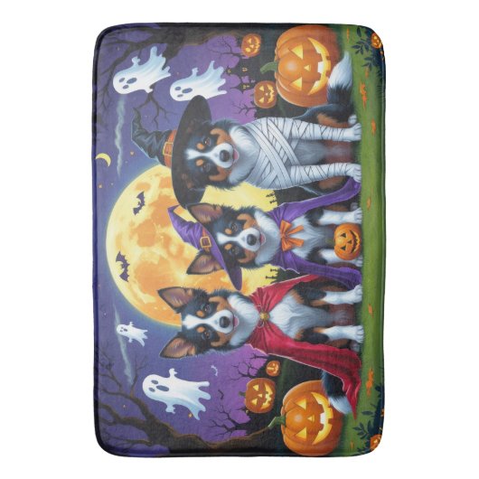 Australische Kelpies Honden Pompoen Halloween Grap Badmat (Voorkant Verticaal)