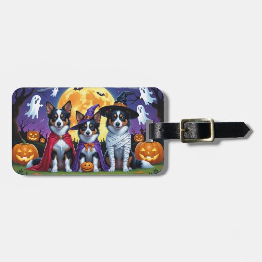 Australische Kelpies Honden Pompoen Halloween Grap Bagagelabel (Voorkant horizontaal)