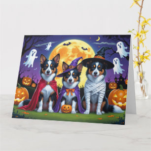 Australische Kelpies Honden Pompoen Halloween Grap Kaart