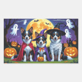 Australische Kelpies Honden Pompoen Halloween Grap Rechthoekige Sticker (Voorkant)