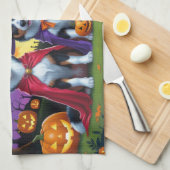 Australische Kelpies Honden Pompoen Halloween Grap Theedoek (Quarter Fold)