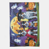 Australische Kelpies Honden Pompoen Halloween Grap Theedoek (Verticaal)
