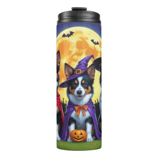 Australische Kelpies Honden Pompoen Halloween Grap Thermosbeker (Voorkant)